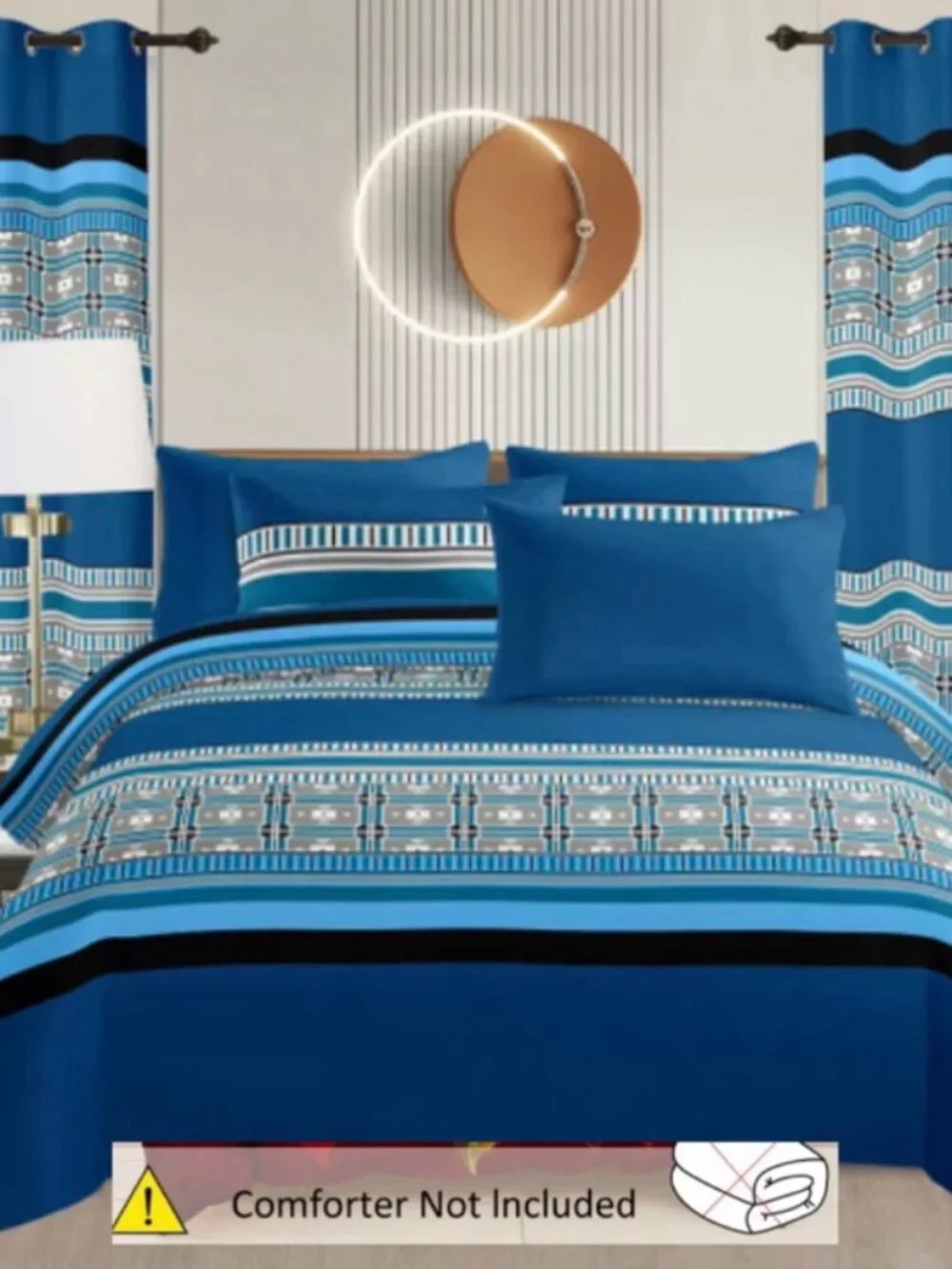(No Comforter) King Size 8-Piece Decorative Pattern Bedding Set with Matching Cu
